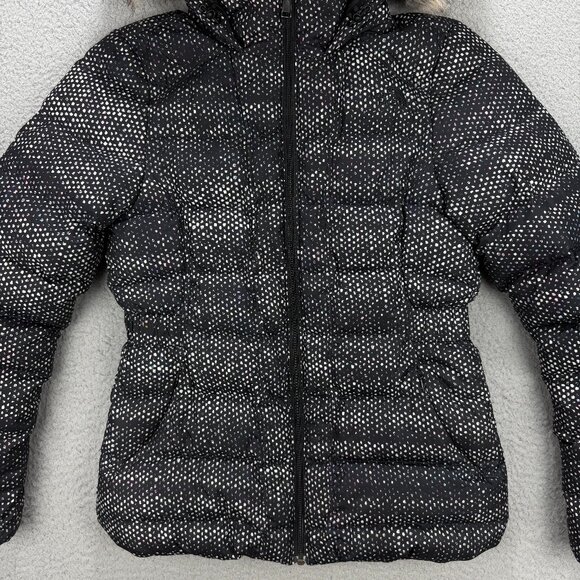 The North Face Jacket Women Small Black Polka Dot Gotham Down Puffer Coat Hooded - Picture 2 of 11